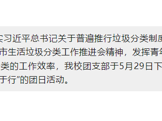 “主题团日忆初心，垃圾分类践于行”——滨江实小团支部五月份团日活动